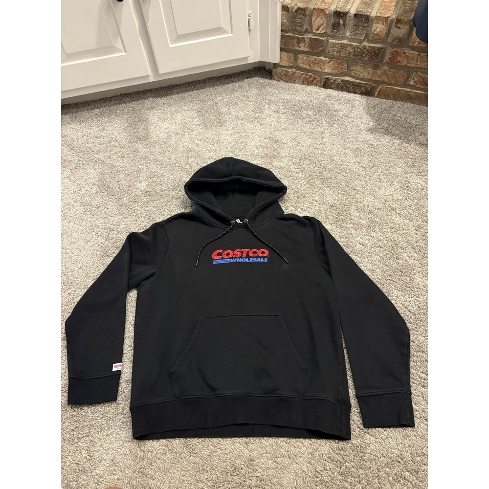Costco Wholesale Hoodie Men Med Women L Black Pullover Fleece Lined Heavyweight